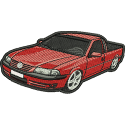 Embroidery Design Contourned Red Pickup Truck