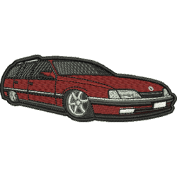 Embroidery Design Red Lowered Car With Outline