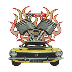 Matriz De Bordado Carro V8 2