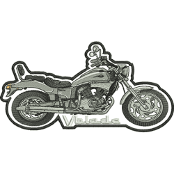 Embroidery Design Stylish Contoured Motorcycle