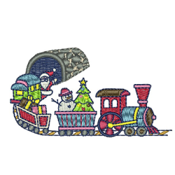 Embroidery Design Train Christmas