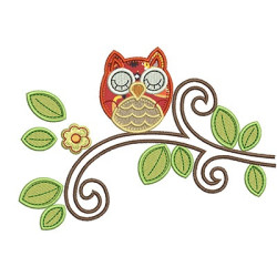 Embroidery Design Owl Applied 2