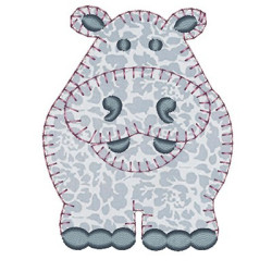 Embroidery Design Hippo Applied