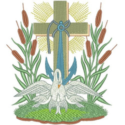Embroidery Design  Cross With Anchor