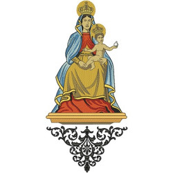 Diseño Para Bordado Virgen De Las Candeias Com Pedestal