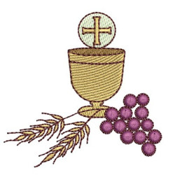 CHALICE AND GRAPES AND WHEAT HOST