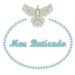 Diseño Para Bordado Mi Bautizado En Marco Divino 7cm
