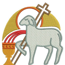 Embroidery Design Lamb With Chalice 10 Cm