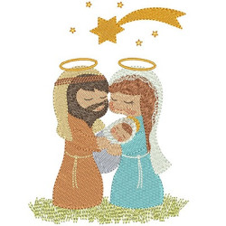 Embroidery Design Holy Family Crib 1