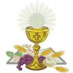 Matriz De Bordado Eucaristia Cálice Pão E Uvas