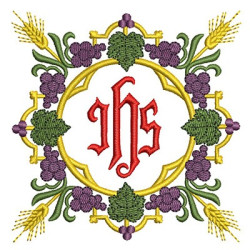 Embroidery Design Jhs Wheat And Grapes