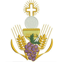 Embroidery Design Chalice Wheat And Grape 10 Cm