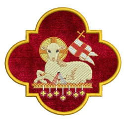 Embroidery Design Lamb In Applied Frame 15cm