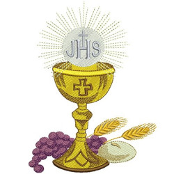 Embroidery Design Chalice Wheat Bread And Grapes 15cm