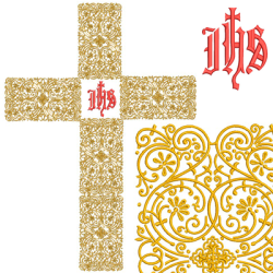 Embroidery Design Set Cross Golden 85 Cm