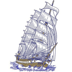 Embroidery Design Boat 21 Cm