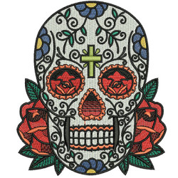 Embroidery Design Skull Mexican 13 Cm