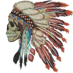 Embroidery Design Skull Indian 2