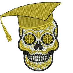 Embroidery Design Skull Mexican Graduation