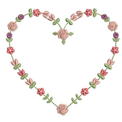 Diseño Para Bordado Corazón Floral 10cm