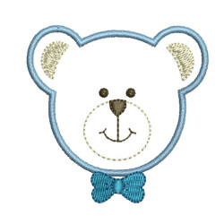 Matriz De Bordado Urso Com Laço 6 Cm