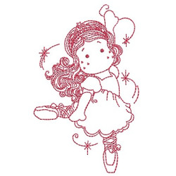 Embroidery Design Ballerina Redwork 2