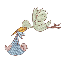 Embroidery Design Stork With Baby