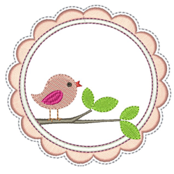 Embroidery Design Birdie In Frame 1