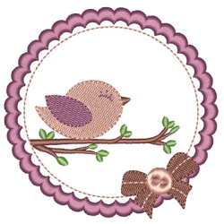 Embroidery Design Birdie In Frame 2