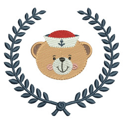 Embroidery Design Bear Sailor In Frame 10 Cm
