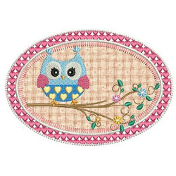 Embroidery Design Frame Applied Owl