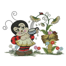 Embroidery Design Ladybirds Gardener 20 Cm