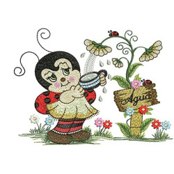 Embroidery Design Ladybirds Gardener 17 Cm