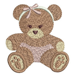 Embroidery Design Bear Girl Diaper