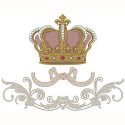 Embroidery Design Damask With Crown 25 Cm