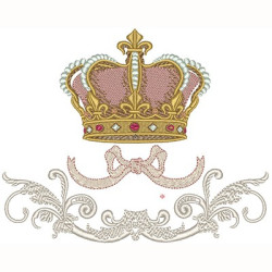Embroidery Design Damask With Crown 15 Cm