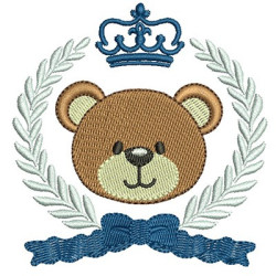 Embroidery Design Bear In Frame With Crown