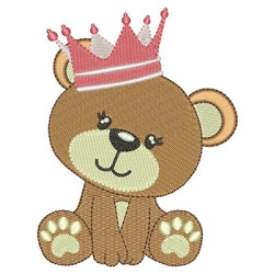 Embroidery Design Baby Bear Girl With Crown