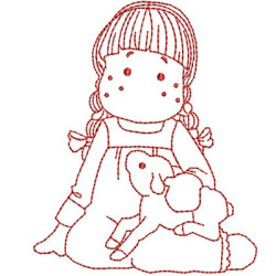 Embroidery Design Girl Redwork 6