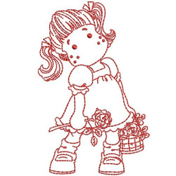 Embroidery Design Girl Redwork 7