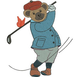 Embroidery Design Bear Golf