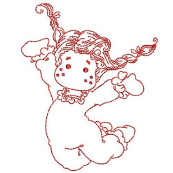 Embroidery Design Girl  Redwork 4