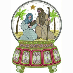 Embroidery Design Snow Ball Christmas Holy Family