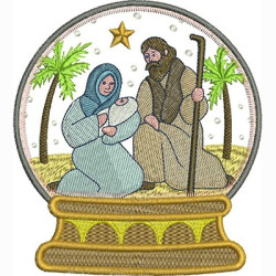 Embroidery Design Snow Ball Christmas Holy Family 2