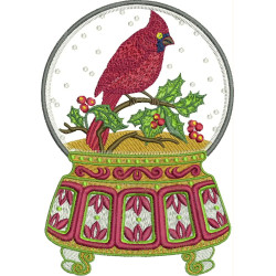 Embroidery Design Snow Ball Christmas Cardinal