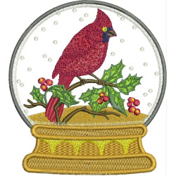 Embroidery Design Snow Ball Christmas Cardinal