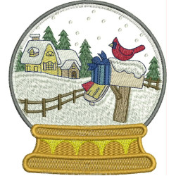 Embroidery Design Snow Ball Christmas Landscape