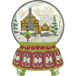 Embroidery Design Snow Ball Christmas House