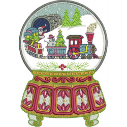 Embroidery Design Snow Ball Christmas Train