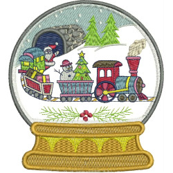 Embroidery Design Snow Ball Christmas Train 2